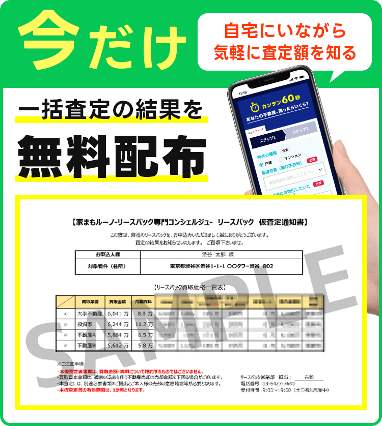 今だけ一括査定の結果を無料配布